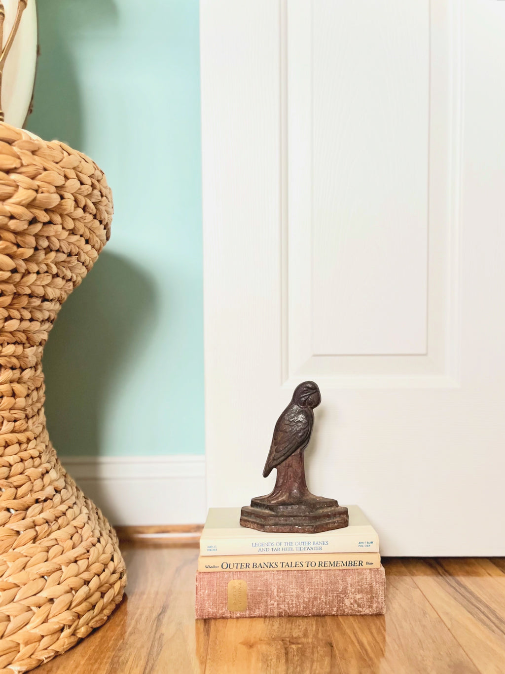 Antique cast iron parrot doorstop