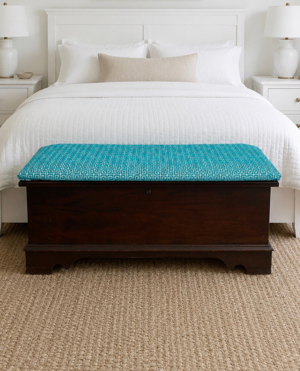 Lane cedar chest with Greek key cushion