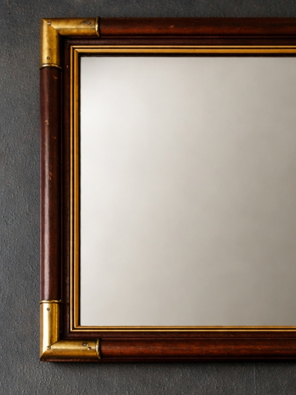 Wood and brass mirror