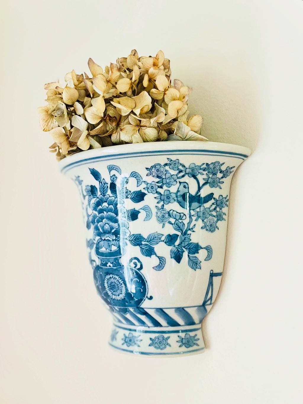 Blue & white wall pocket