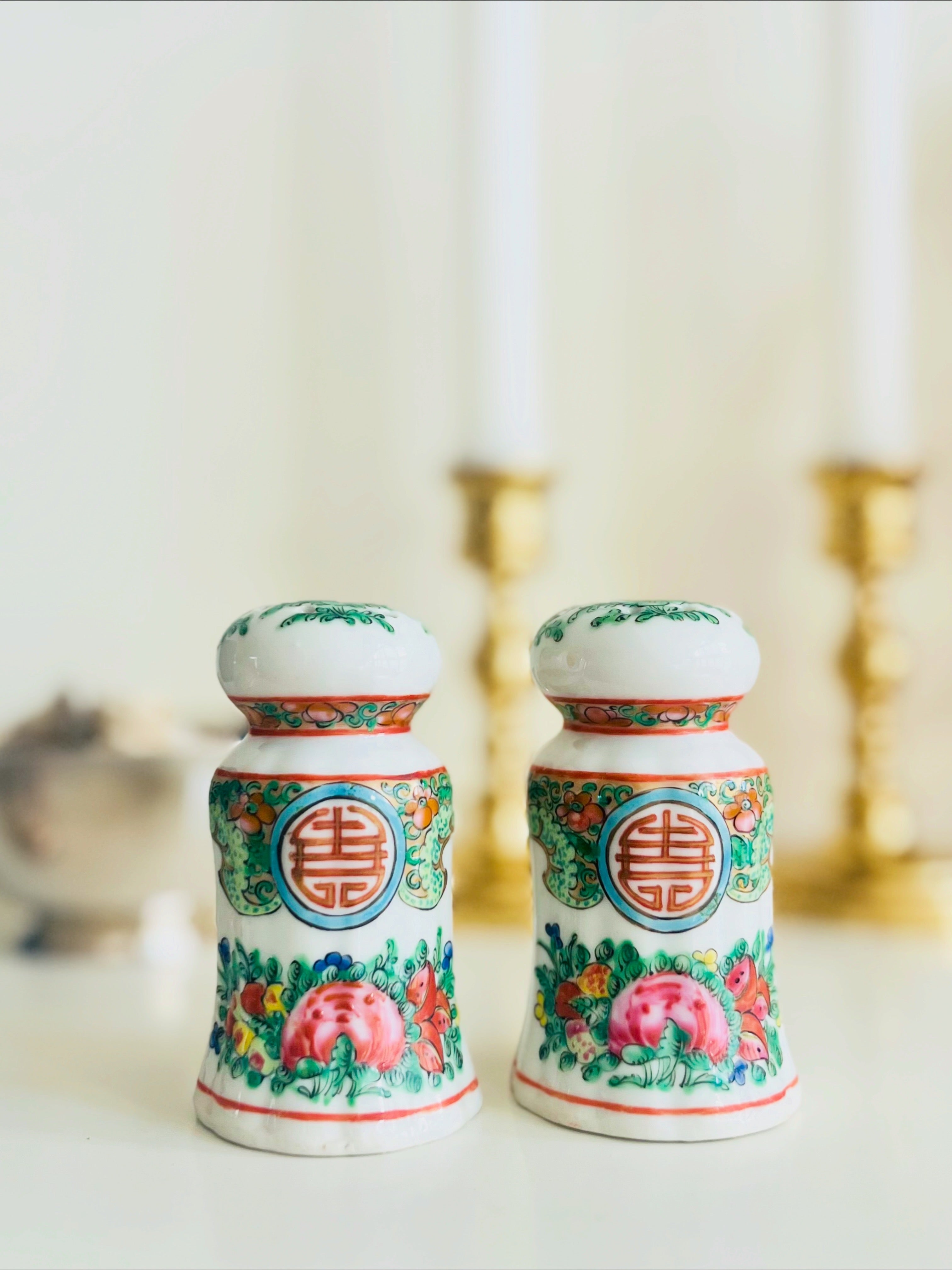 Rose Canton salt & pepper shakers