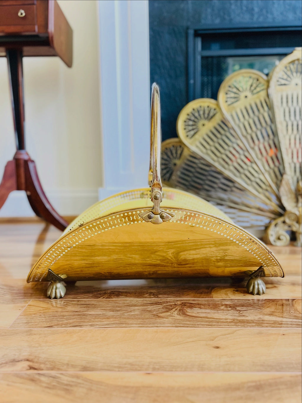 Brass handled log holder