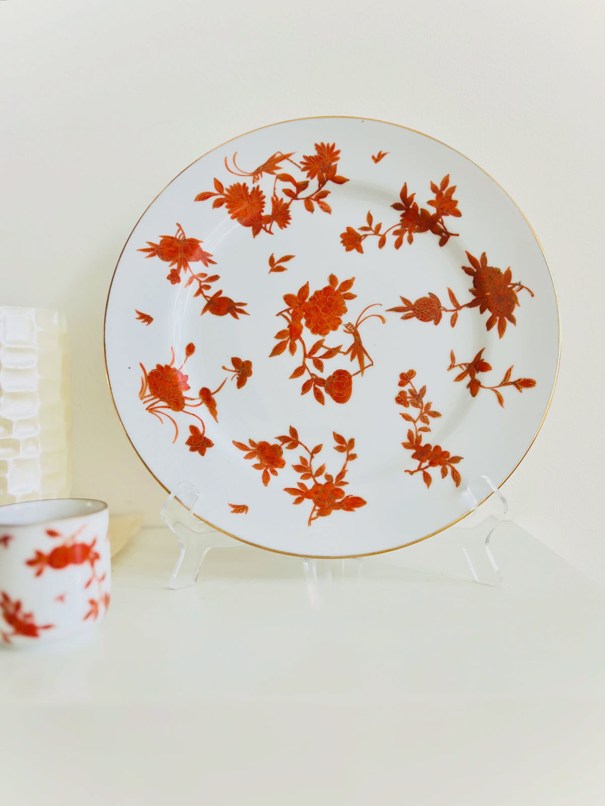 Orange & gold chinoiserie cricket plate