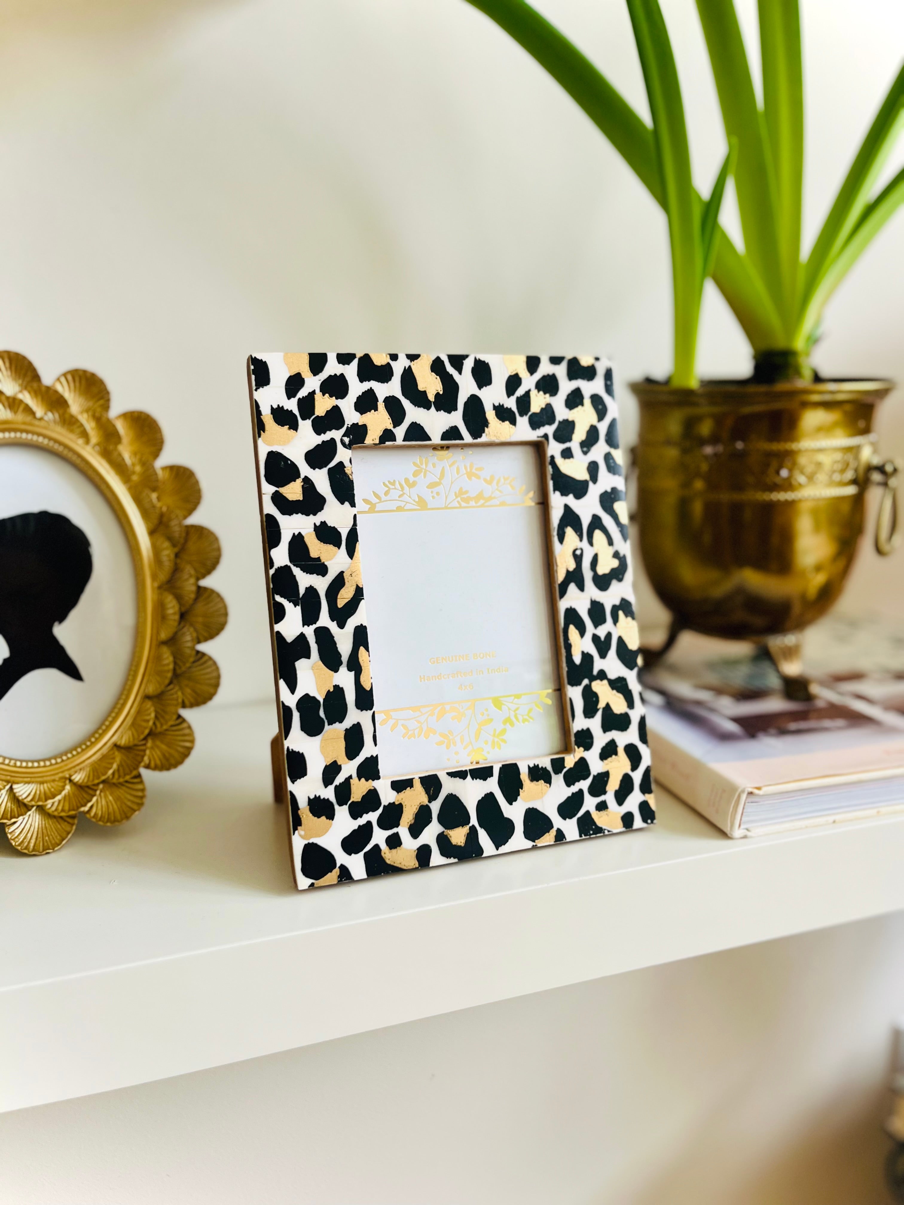 Leopard painted bone frame