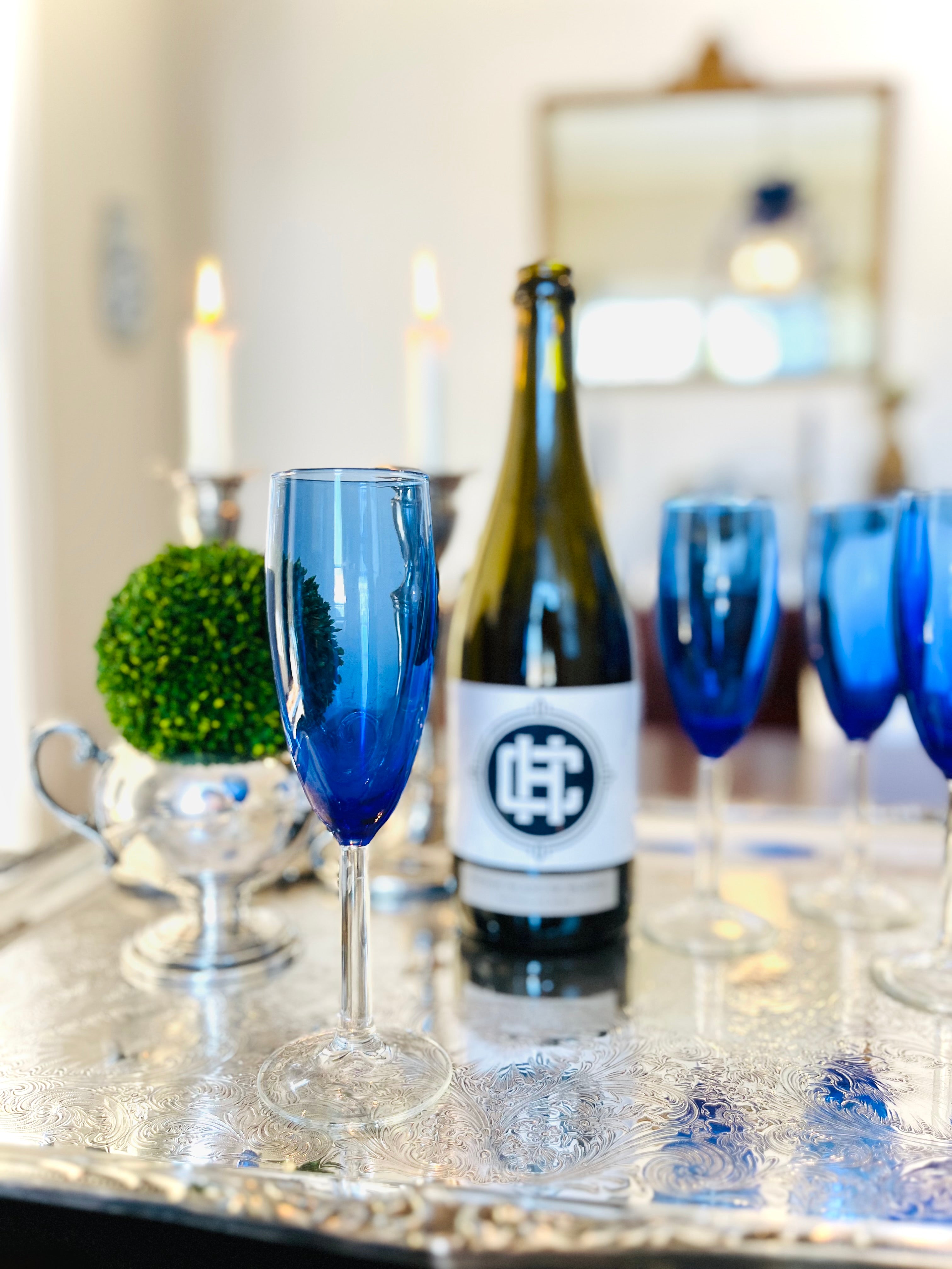 Cobalt blue champagne flutes